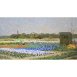 doek, 24 x 40, Bollenvelden, gesigneerd r.o. J. Bos- - -29.00 % buyer's premium on the hammer price,