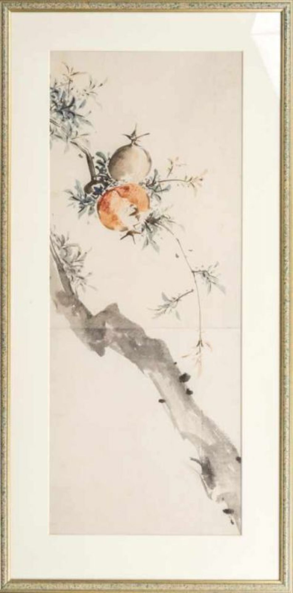 Two sumi-e: branch of a pomegranate bush, and a branch of a rose bush, Japan, sumi and colour on - Bild 3 aus 3