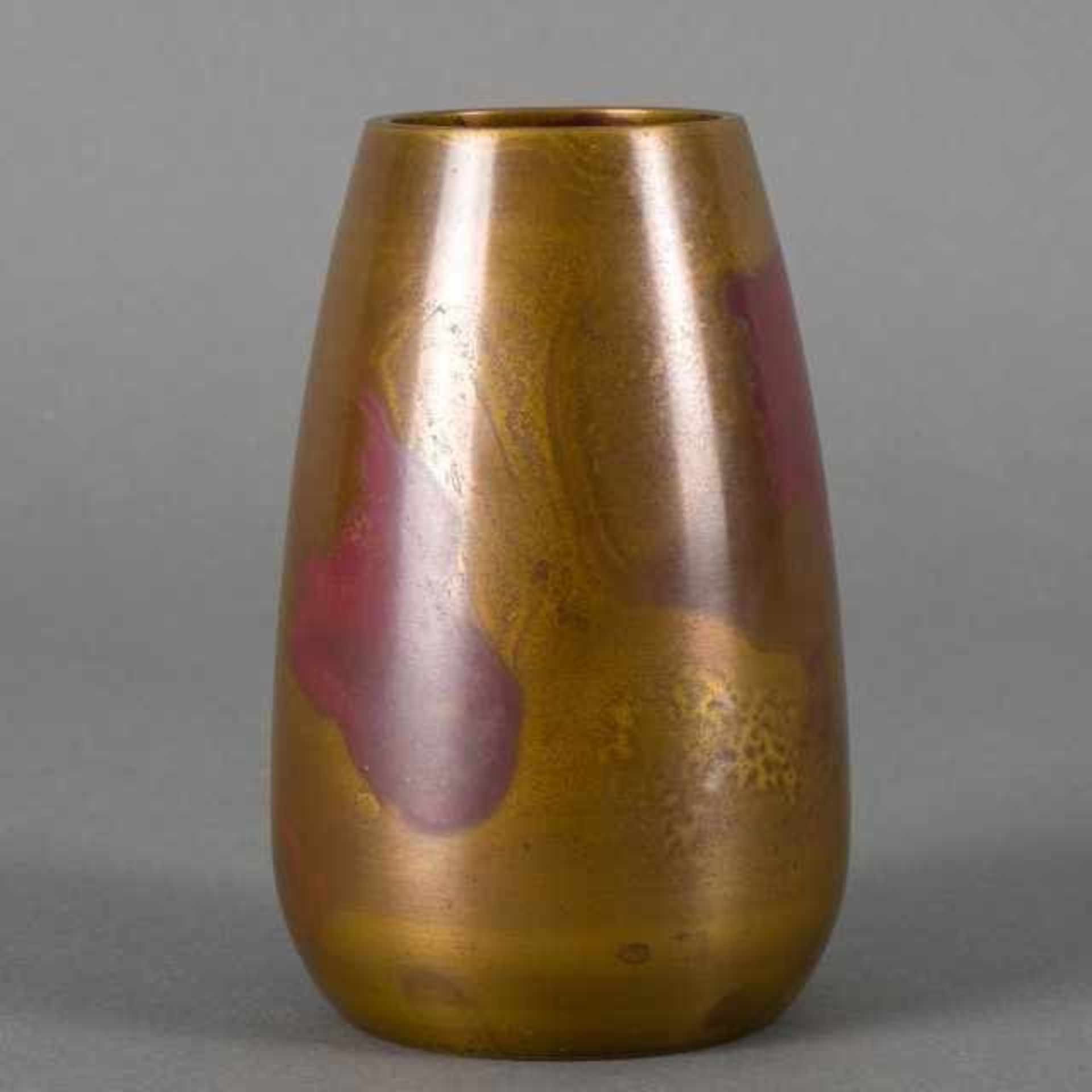 Brown patinated bronze vase with red murashido motif, Japan, marked Dewa, second half 20th