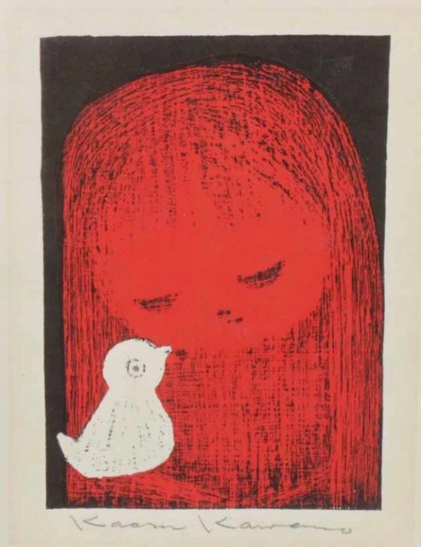 Kaoru Kawano (1916-1965), two woodblock prints: girl with her hands clasped together, and girl - Bild 3 aus 5
