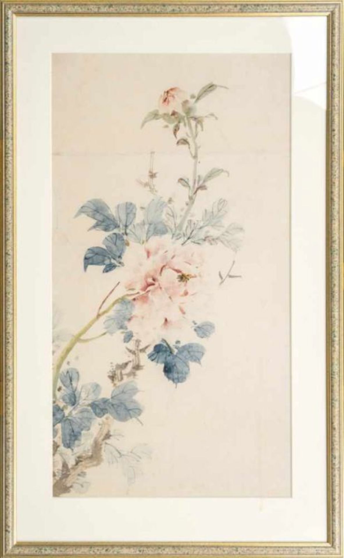 Two sumi-e: branch of a pomegranate bush, and a branch of a rose bush, Japan, sumi and colour on - Bild 2 aus 3