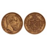 Belgium. Leopold II. 20 Francs. 1870.VF.Belgium. Leopold II. 20 Francs. 1870.VF.