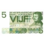 Nederland. 5 gulden. Bankbiljet. Type 1966. Vondel I - Nagenoeg UNC.(Alm. 23-1b.). Serienummer