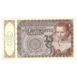 Nederland. 25 gulden. Bankbiljet. Type 1943 I. Prinsesje II - Nagenoeg UNC.(Alm. 78-1b. PL63.b.).