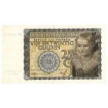 Nederland. 25 gulden. Bankbiljet. Type 1940. Prinsesje - Zeer Fraai +.(Alm. 77-1.). Serienummer