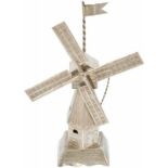 Miniatuur molen naar 18e eeuws model zilver.Nederland, Hoorn, 20e eeuw, keurtekens: 18e eeuwse