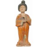 Fat Lady.Vervaardigd in terracotta. China. 20e / 21e eeuw. 60 x 20 cm.Fat Lady.Made in terracotta.