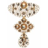 Antieke Victoriaanse hanger geelgoud, ca. 1.00 ct. diamant - 18 kt.Met Belgisch kruis, ook wel '