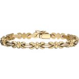 Schakelarmband bicolor goud - 14 kt.Met veiligheidsachtje. L: 19,5 cm. Gewicht: 11 gram.Bracelet