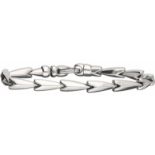 Schakelarmband witgoud - 14 kt.L: 19,5 cm. Gewicht: 14,7 gram.Bracelet white gold - 14 ct.L: 19.5