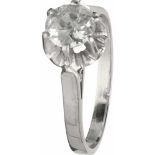 Solitair ring witgoud, ca. 0.84 ct. diamant - 18 kt.1 Old European cut geslepen diamant (ca. 0.84