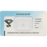 IGI Rond Briljant geslepen diamant 0.13 ct.Kleur: G, Zuiverheid: VVS2, Cut: Excellent, Polish: