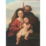 Navolger van Raphael Santi (1483-1520). Heilige familie. Olieverf op paneel. Circa 1860. Afm. 40 x