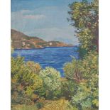 Herman Bieling (Hilligersberg 1887 - 1964 Rhoon).Mediterraans kustgezicht, mogelijk Menton. Olieverf