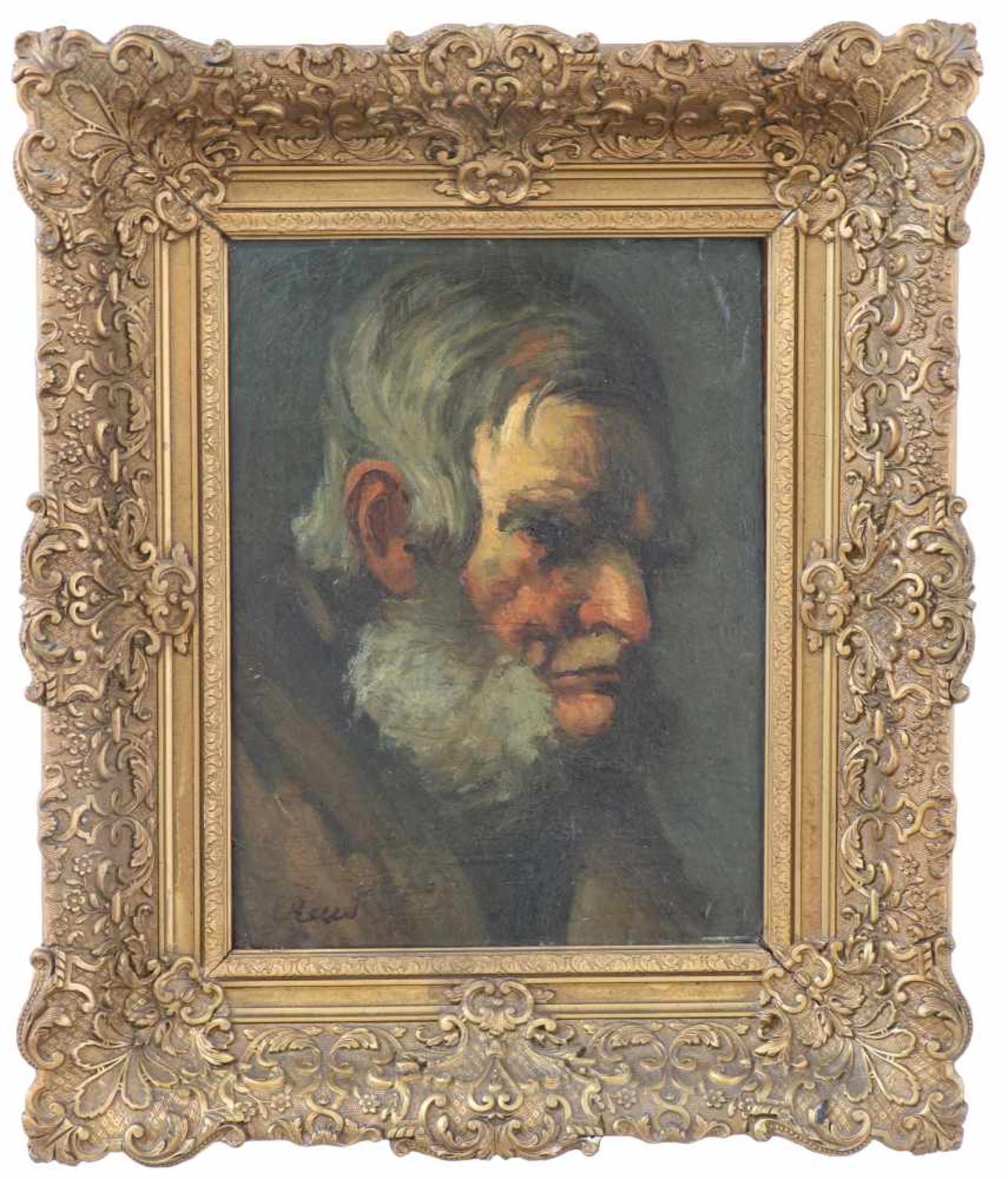 Marinus Pieter Reus (Dordrecht 1865 - 1938 Bergen op Zoom). Een kop van een oude man. Olieverf op - Bild 2 aus 3