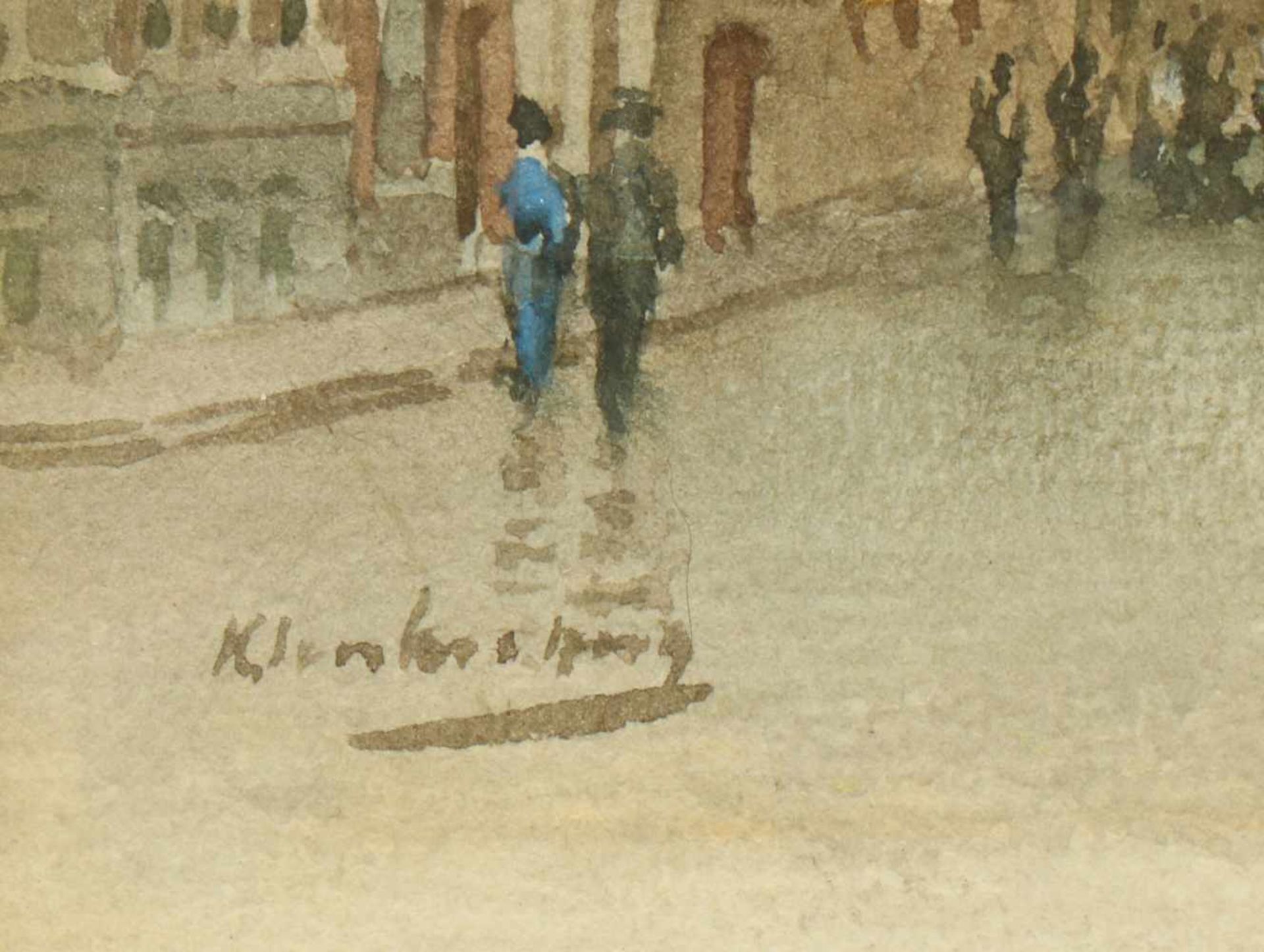 J.C.K. Klinkenberg (Den Haag 1852 - 1924).De Gevangenpoort te Den Haag. Aquarel op papier. - Bild 5 aus 5