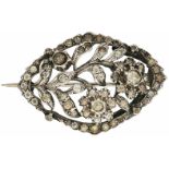 Vintage broche zilver, zirkonia - 925/1000.LxB: 2,4 x 3,5 cm. Gewicht: 8,3 gram.Vintage brooch