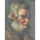 Marinus Pieter Reus (Dordrecht 1865 - 1938 Bergen op Zoom). Een kop van een oude man. Olieverf op