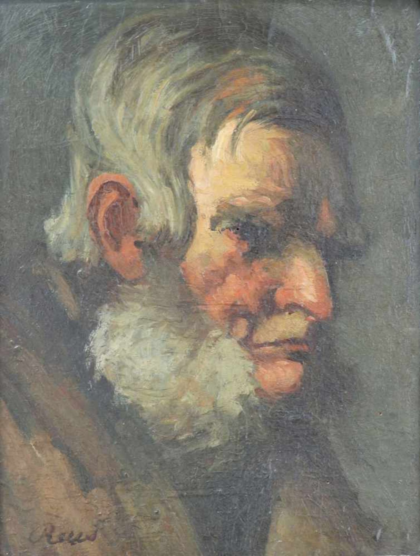 Marinus Pieter Reus (Dordrecht 1865 - 1938 Bergen op Zoom). Een kop van een oude man. Olieverf op