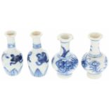 zurückgezogenA lot with four porcelain miniature vases. China, Kangxi. Rim damage. Dim. H: 5 cm.
