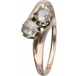 Toi et Moi ring rosegoud, diamant - 14 kt.2 Roos geslepen diamanten (doorsnede ca. 3 mm). Kleine