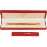 Cartier balpen BWG.Goud verguld reliefgegraveerd model met tricolor vlechtband met originele etui en