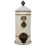 Een antieke blikken koffiebonendispenser.Afm. H: 65 cm.A vintage tin coffee bean dispenser. Dim.