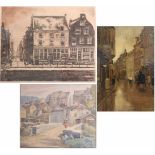 Huib de Ru (Utrecht 1902 - 1980 Haarlem). Gezicht op Houffalize. Aquarel op papier. Gesigneerd