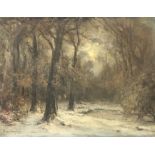 L.F.H. Apol (Den Haag 1850 - 1936). Winter in het Haagse Bos. Olieverf op doek. Gesigneerd