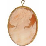 Camee broche zilver, schelp - Verguld zilver 925/1000.LxB: 6 x 4 cm. Gewicht: 11,7 gram.Cameo brooch