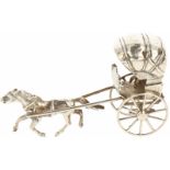 Miniatuur paard en wagen zilver.Gegoten model met fraaie details. Nederland, Rotterdam, C. A. Stout,