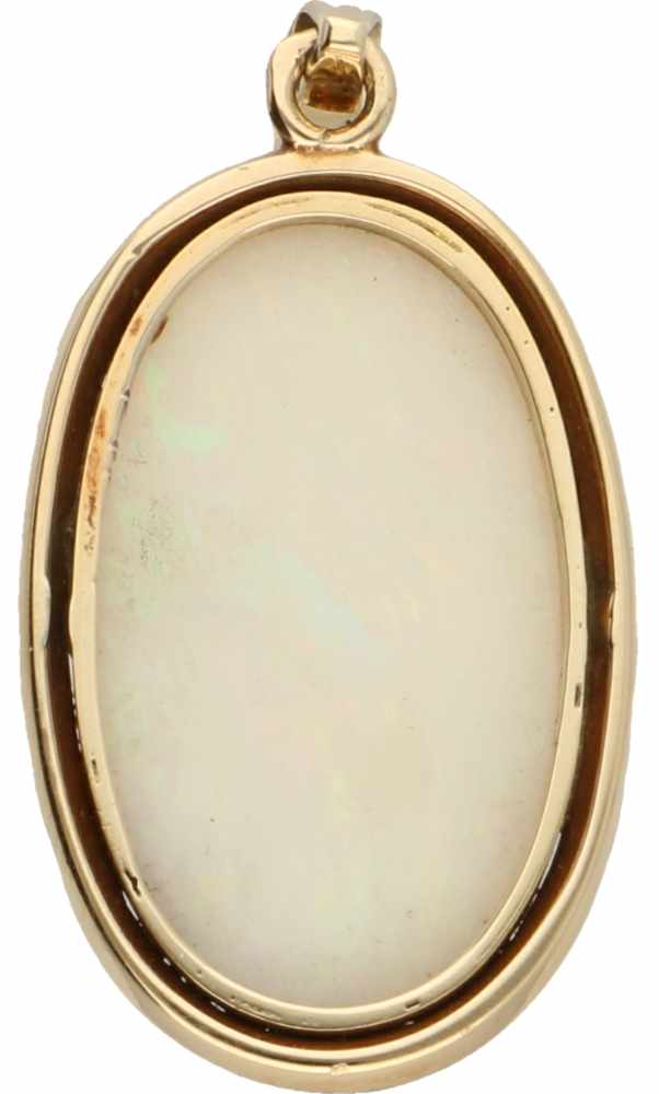 Hanger geelgoud, opaal - 14 kt.LxB: 3,3 x 1,6 cm. Gewicht: 3,8 gram.Pendant yellow gold, opal - 14 - Image 2 of 2