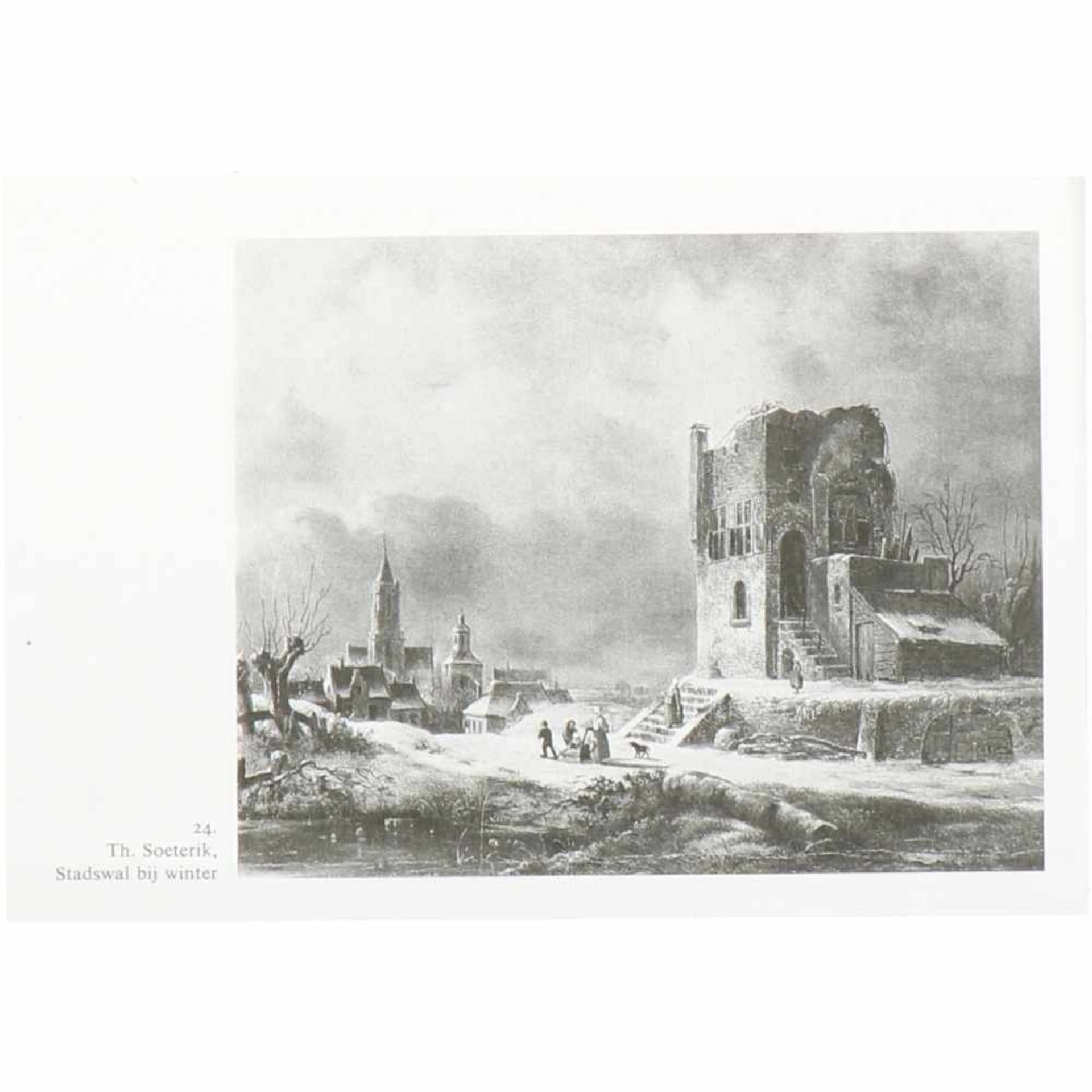 Theodoor Soeterik (Utrecht 1810 - 1883).Reizigers op een zandpad langs een rivier, een burcht aan de - Bild 3 aus 4