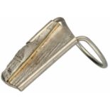 Design ring goud/zilver - 14 kt. en 835/1000.Ring is metaal, voorzijde is zilver met geelgoud
