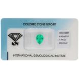 IGI Natuurlijke smaragd 1.71 ct.Shape: Pear Mixed Cut, Color: Deep Green Fine Color Quality,