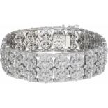 Art Deco armband witgoud, ca. 3.60 ct. diamant - 18 kt.Met twee veiligheidsachtjes. 700 Briljant