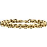 Jasseron schakel armband geelgoud - 14 kt.Setje met colliers (3918 en 3919). L: 21,5 cm. Gewicht: