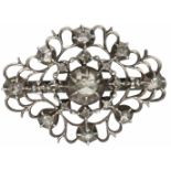 Antieke broche zilver, diamant - 835/1000.17 Roos geslepen diamanten (1x doorsnede ca. 4 mm, 8x