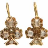 Antieke oorbellen geelgoud, ca. 0.09 ct. diamant - 14 kt.8 Roos geslepen diamanten (2x ca. 0.02 ct.,