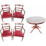 zurückgezogenA set of four chairs and a round table. Regency period style, 20th century.