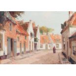 Olga Hondius van Gessel (Sumberlawang, Ind. 1906 - 1995 Baarn). Dorpsstraatje te Naarden (?).