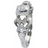 Antieke ring witgoud, ca. 0.06 ct. diamant - 14 kt.1 Old European cut geslepen diamant (ca. 0.03