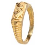 Heren zegelring geelgoud - 22 kt.Met draak. Ringmaat: 19,25 mm. Gewicht: 6,1 gram.Mens seal ring