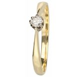 Solitair ring geelgoud, ca. 0.10 ct. diamant - 14 kt.1 Briljant geslepen diamant (ca. 0.10 ct.) in