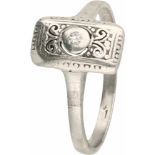 Vintage ring zilver, ca. 0.02 ct. diamant - 925/1000. 1 Briljant geslepen diamant (ca. 0.02 ct.).