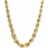 Gedraaid collier geelgoud - 14 kt.Toenemende schakel dikte. L: 46 cm. Gewicht: 16,5 gram.Twisted