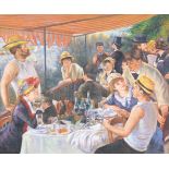 Naar Pierre-Auguste Renoir.Le déjeuner des canotiers. Olieverf op doek. Afm. 92 x 110 cm.After