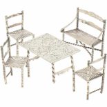 (5) delig lot miniaturen zilver.W.o. tafel stoelen en bankje. Nederland, 20e eeuw, Keurtekens: