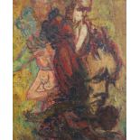 Jozef "Jos" Mous (Antwerpen 1896-1968). Fauvistische figuren. Olieverf op doek. Gesigneerd en
