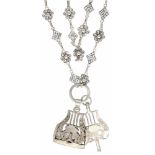 Chatelaine ketting zilver - 835/1000.L: ca. 148 cm. Gewicht: 51,3 gram.Chatelaine chain silver -